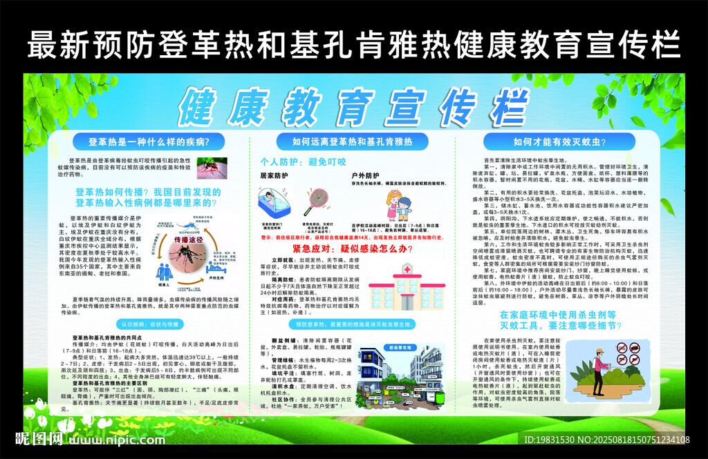 登革热基孔肯雅热健康教育宣传栏