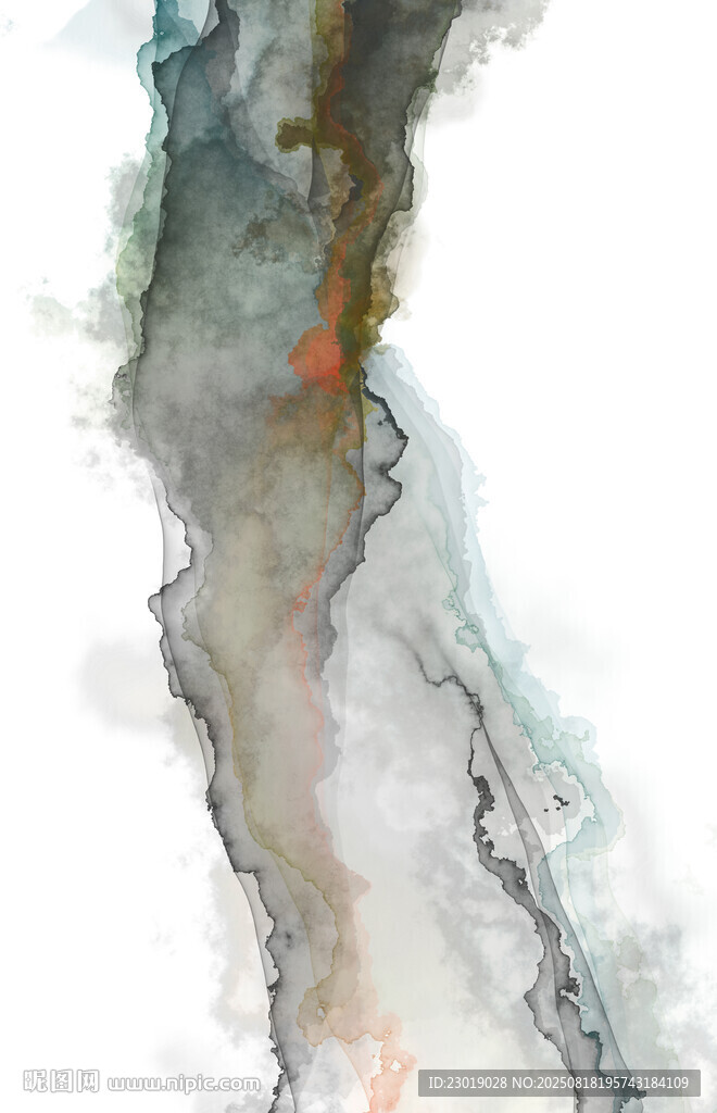 水墨风格蜿蜒线条画作