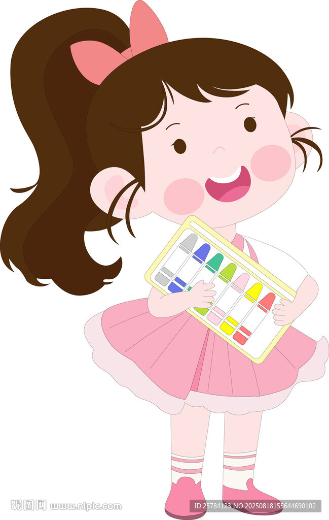 开学季抱着画笔盒去上学的女孩