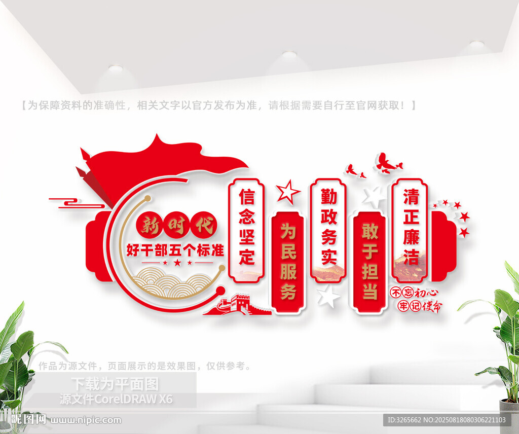 好干部五条标准党建室文化墙