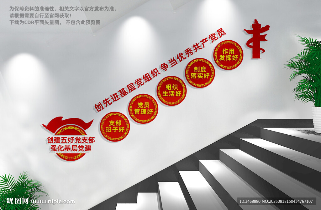 五好党支部党建楼梯文化墙