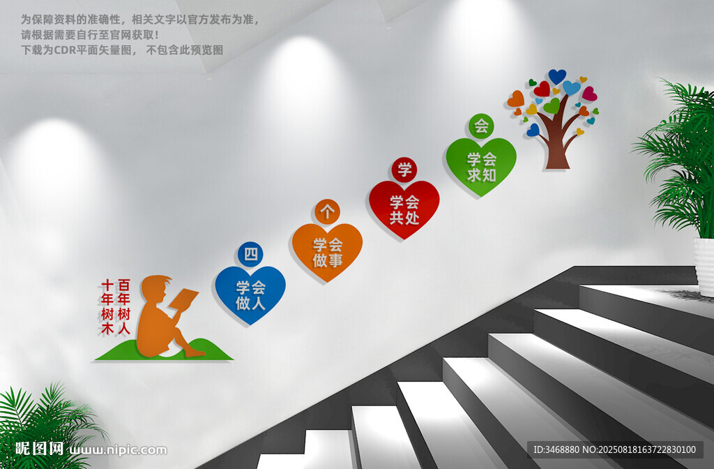 四个学会学校楼梯文化墙