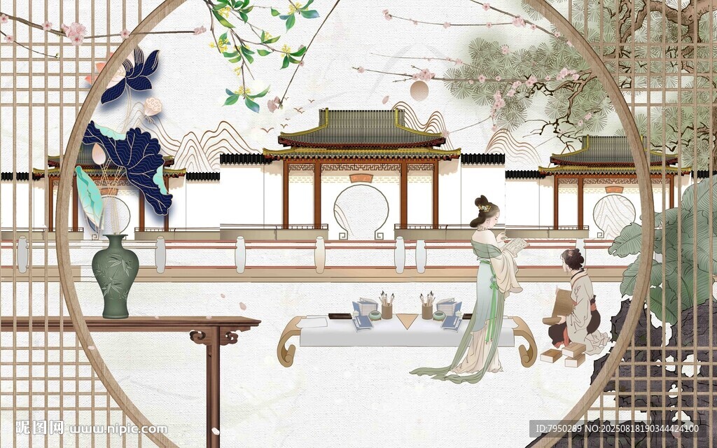 古风庭院中的雅致生活场景