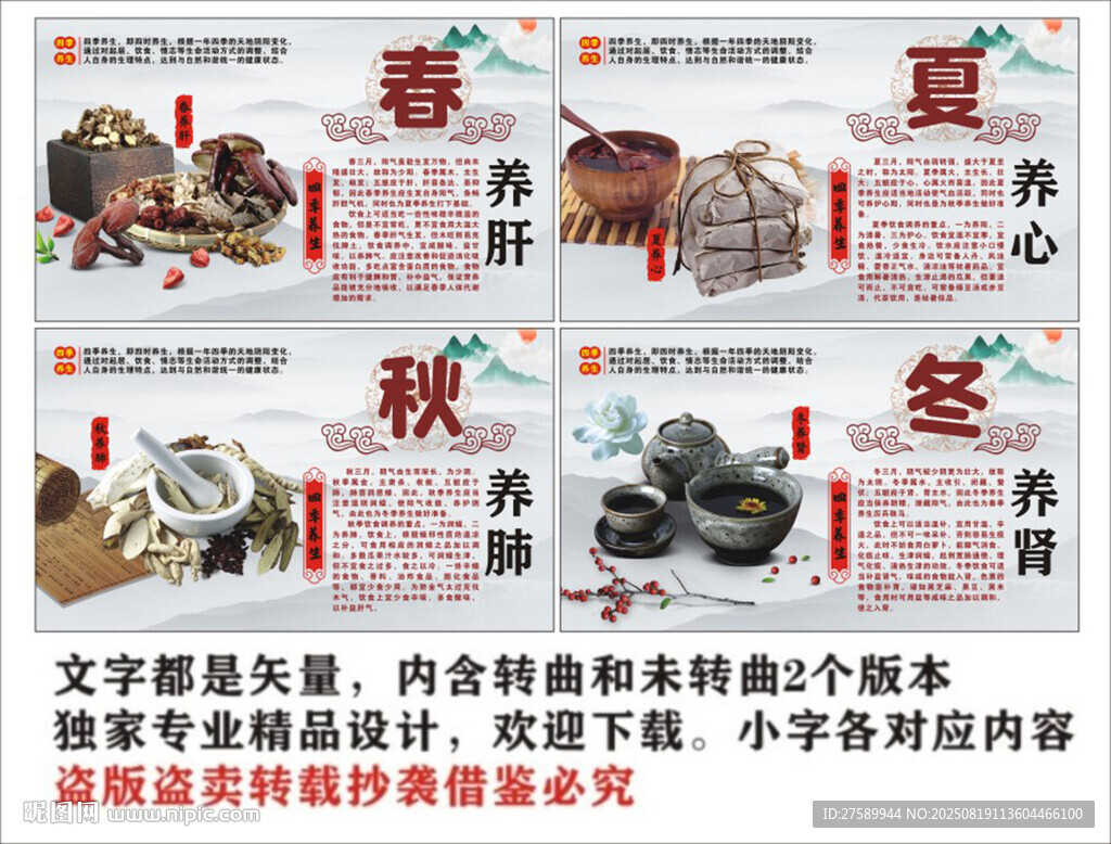 中医四季养生海报展板挂画文化
