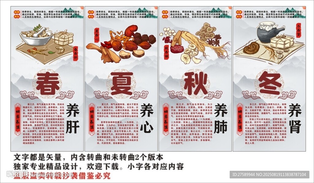 中医四季养生海报展板挂画文化