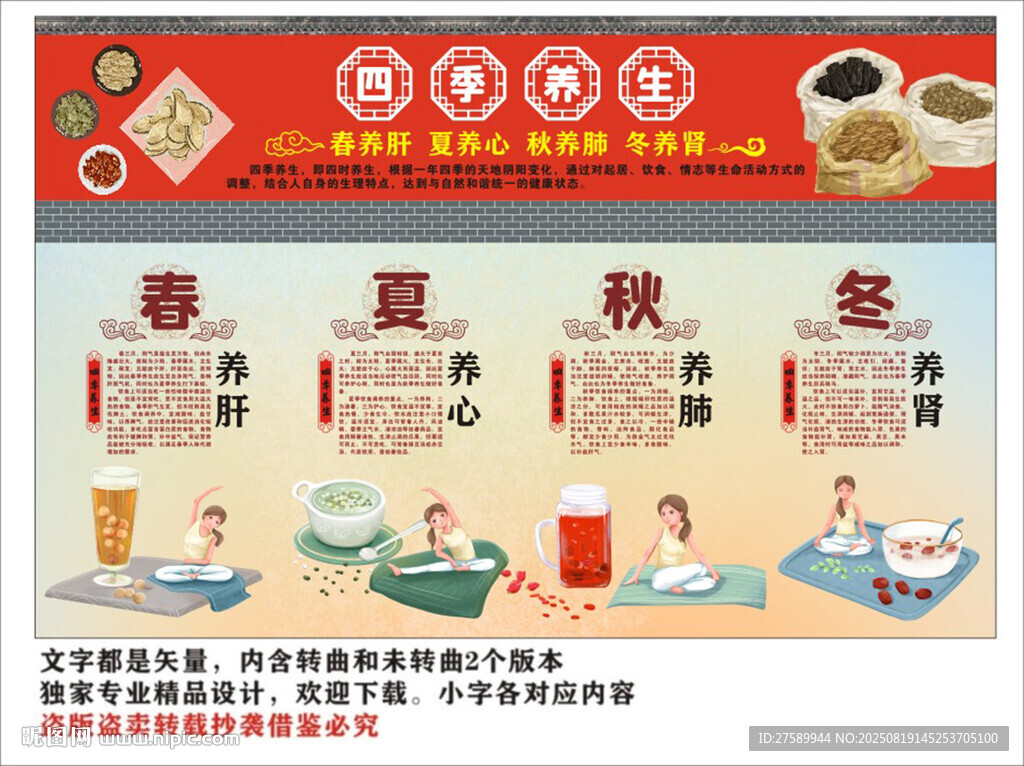 中医四季养生海报展板挂画文化