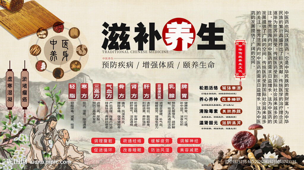滋补养生背景墙