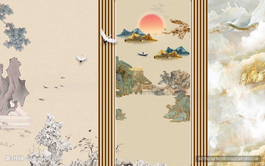 中式古风山水花鸟装饰画
