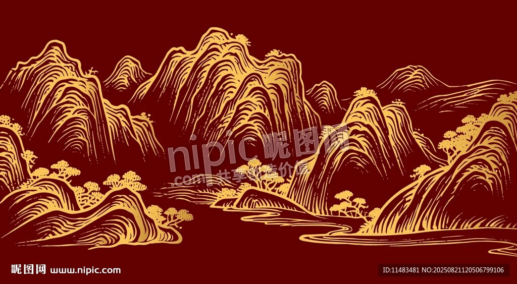 金色山峦山川背景