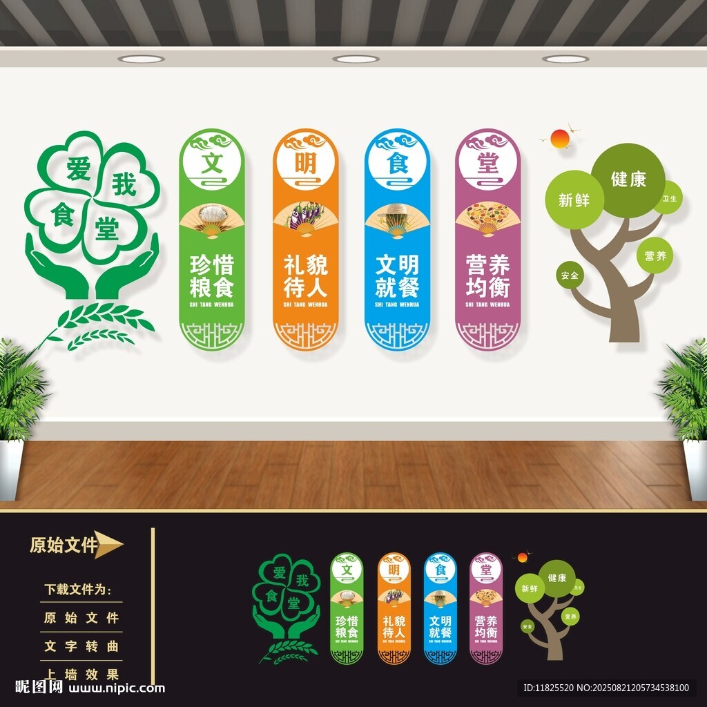 学校园餐厅食堂文化墙展板