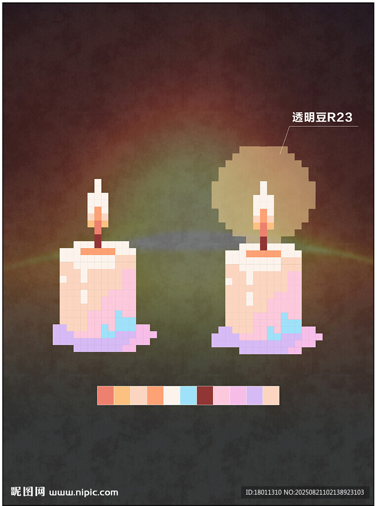 像素风格双蜡烛插画十字绣T恤衫