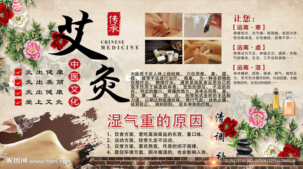 艾灸背景墙