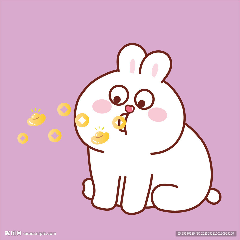 可爱白兔吹彩色泡泡