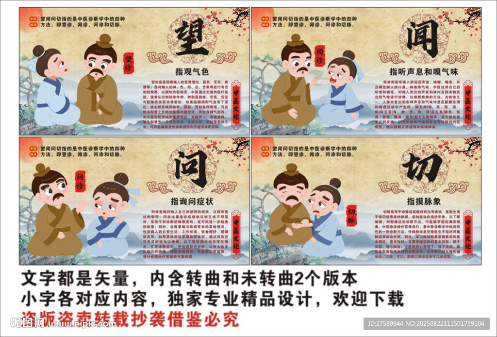 中医望闻问切海报展板挂画文化墙