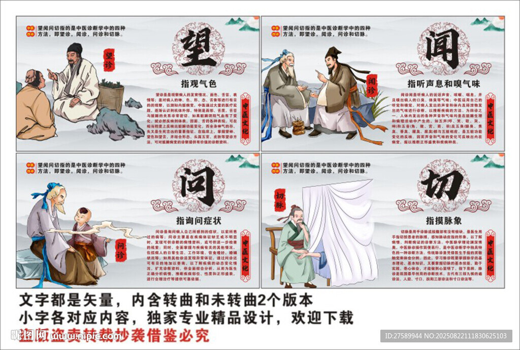 中医望闻问切海报展板挂画文化墙