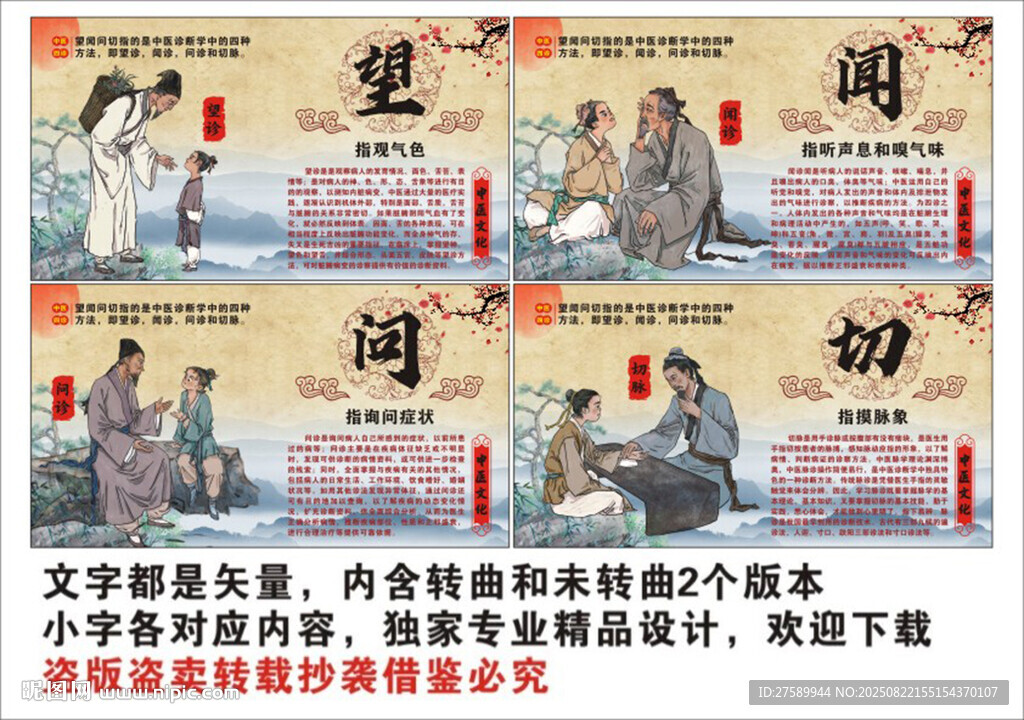 中医望闻问切海报展板挂画文化墙