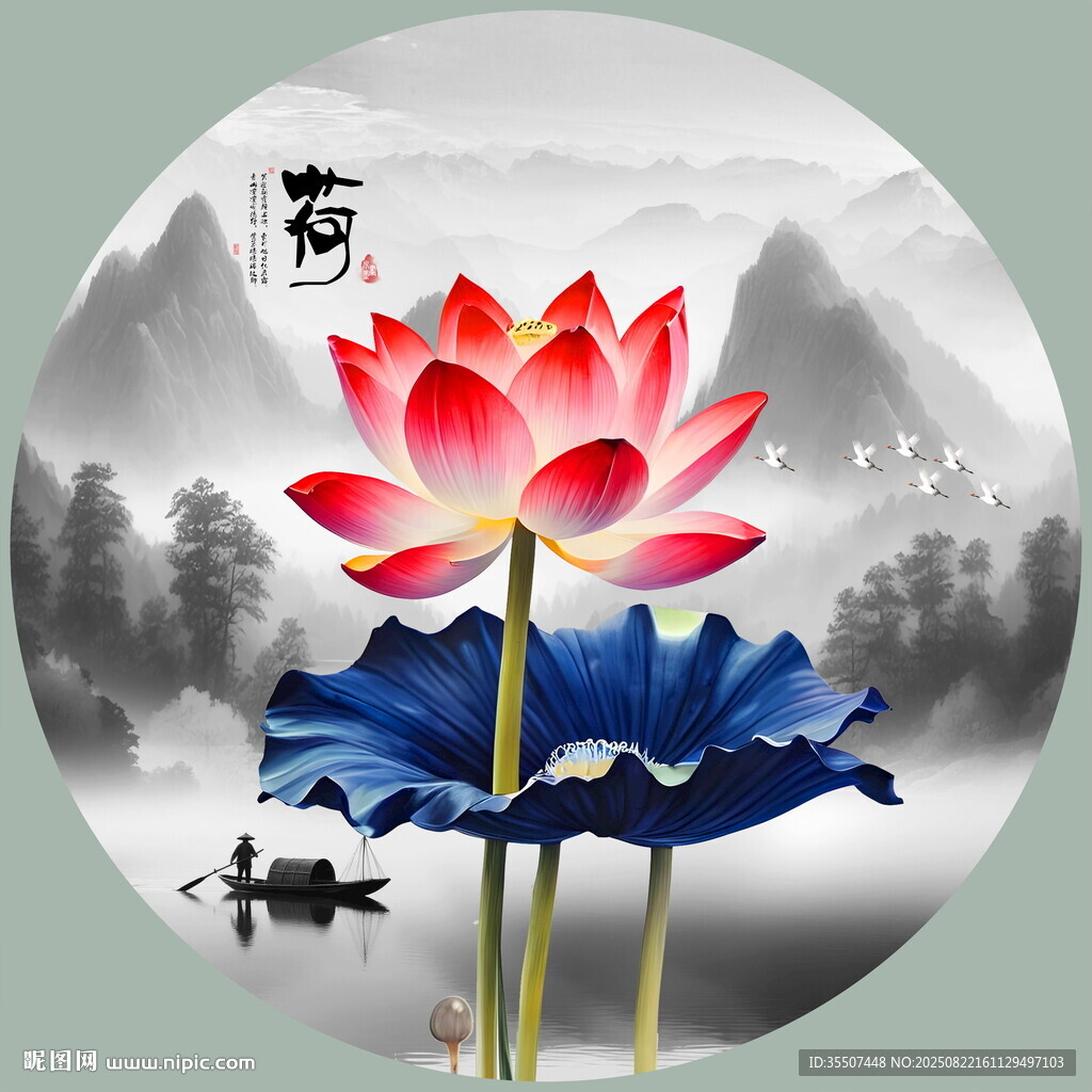 圆形山水画