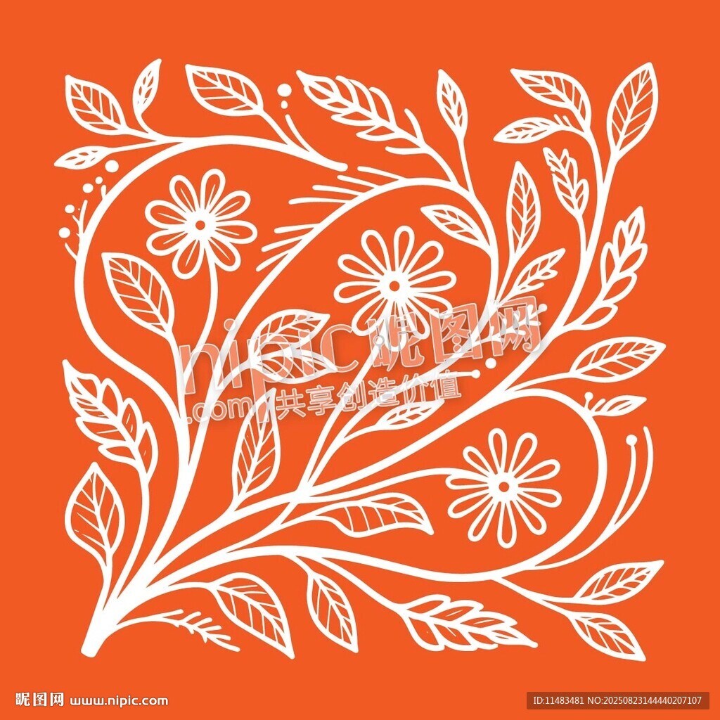 橙色装饰印花花纹