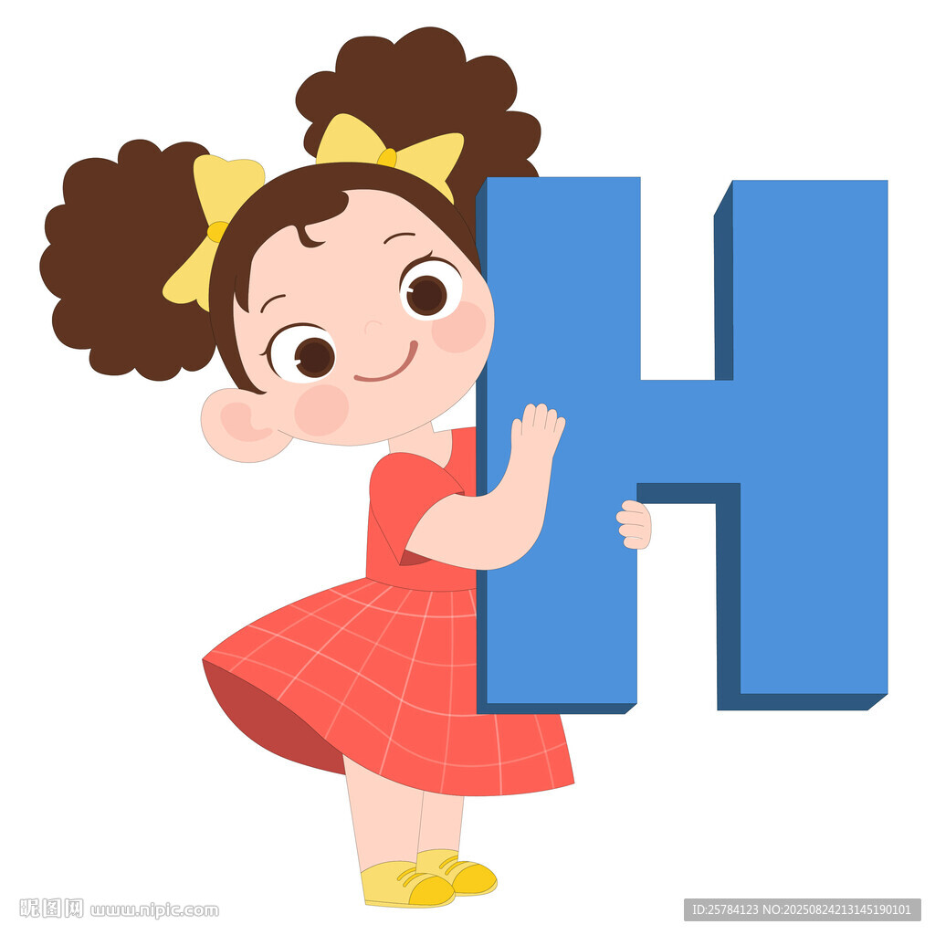 开学季英语课抱着字母H的女孩
