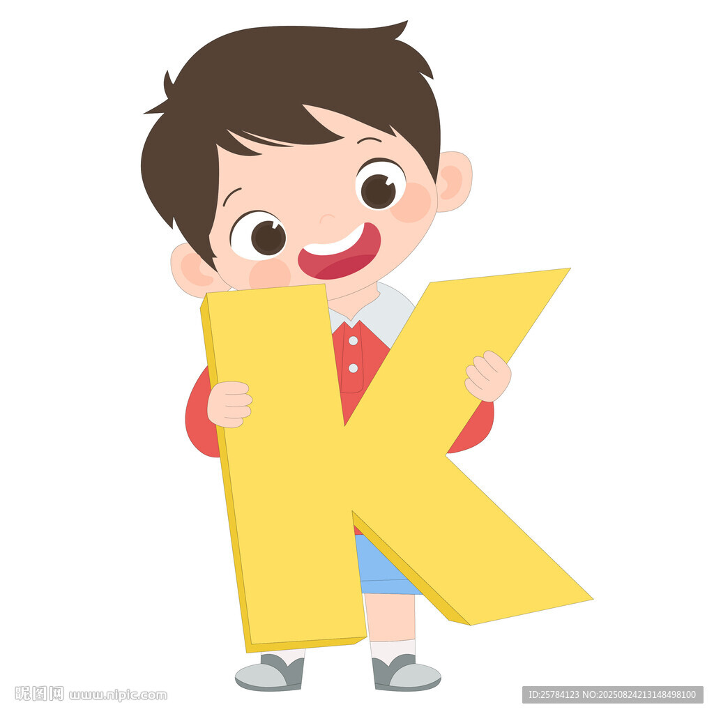 开学季英语课抱着字母K的男孩