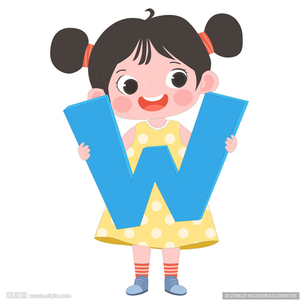 开学季英语课抱着字母W的女孩
