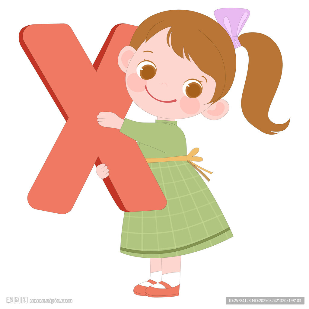 开学季英语课抱着字母X的女孩