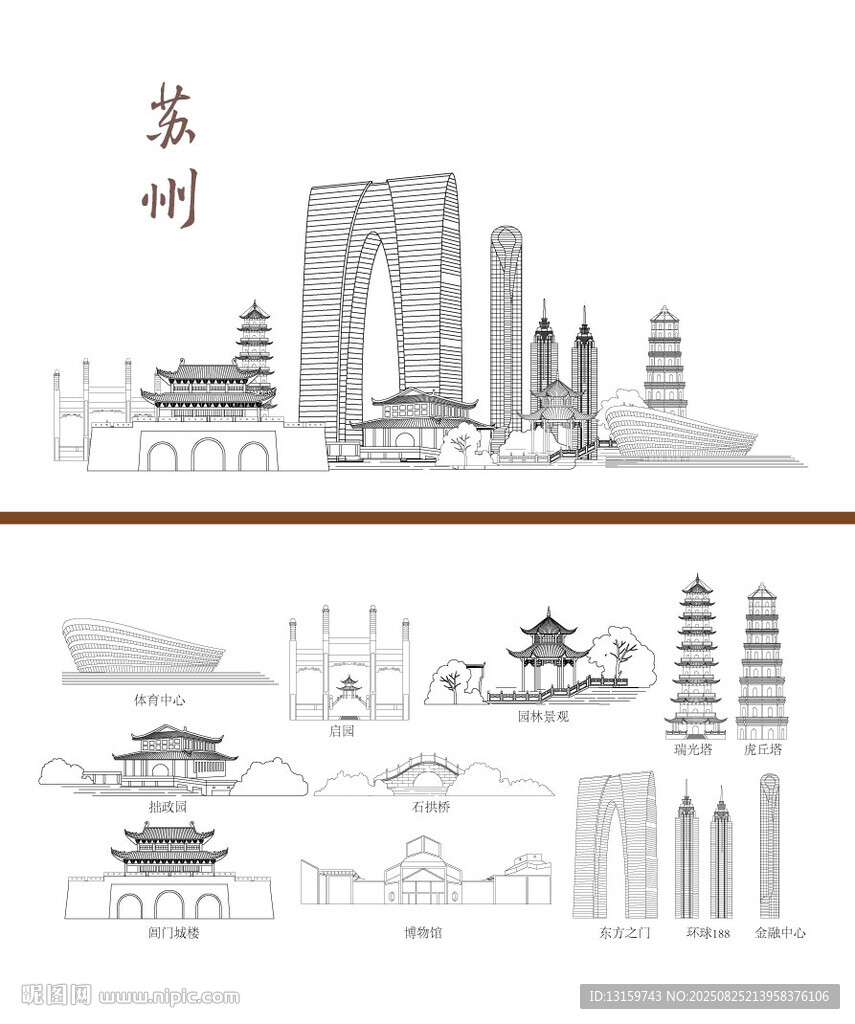 苏州地标建筑剪影