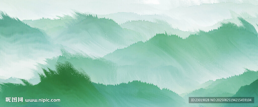 水墨风山峦美景