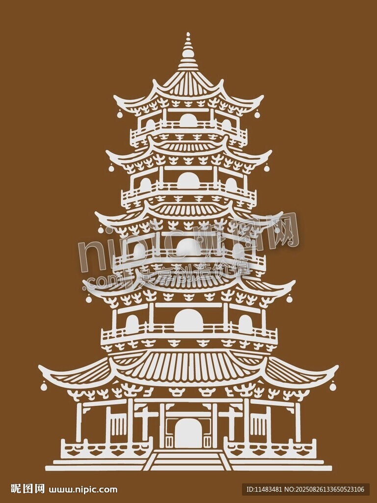 中式宝塔建筑图案