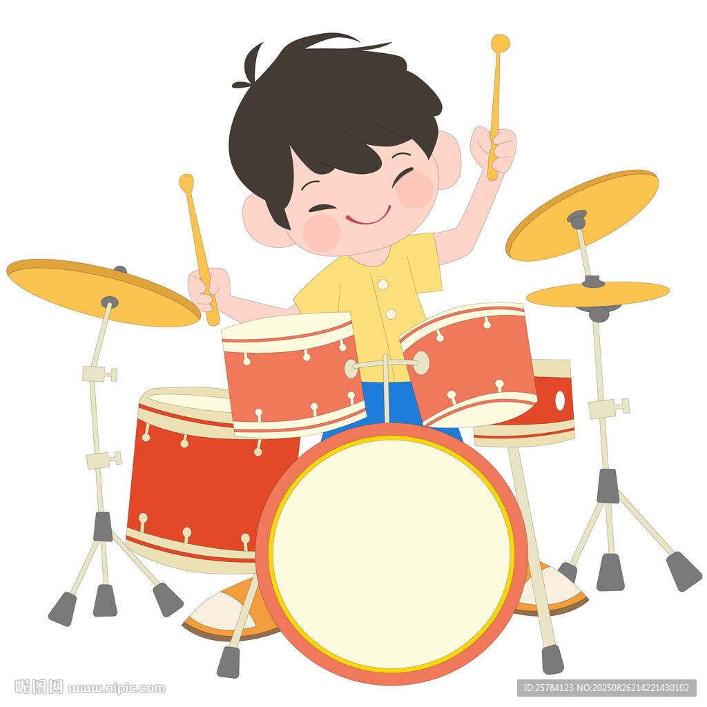 开学季兴趣班音乐课打架子鼓男孩