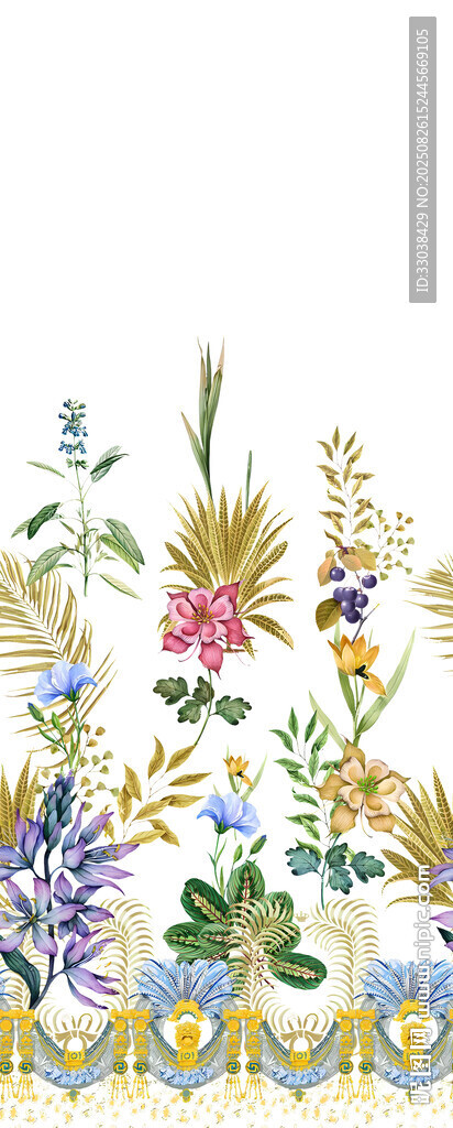 多彩花卉图案装饰边框