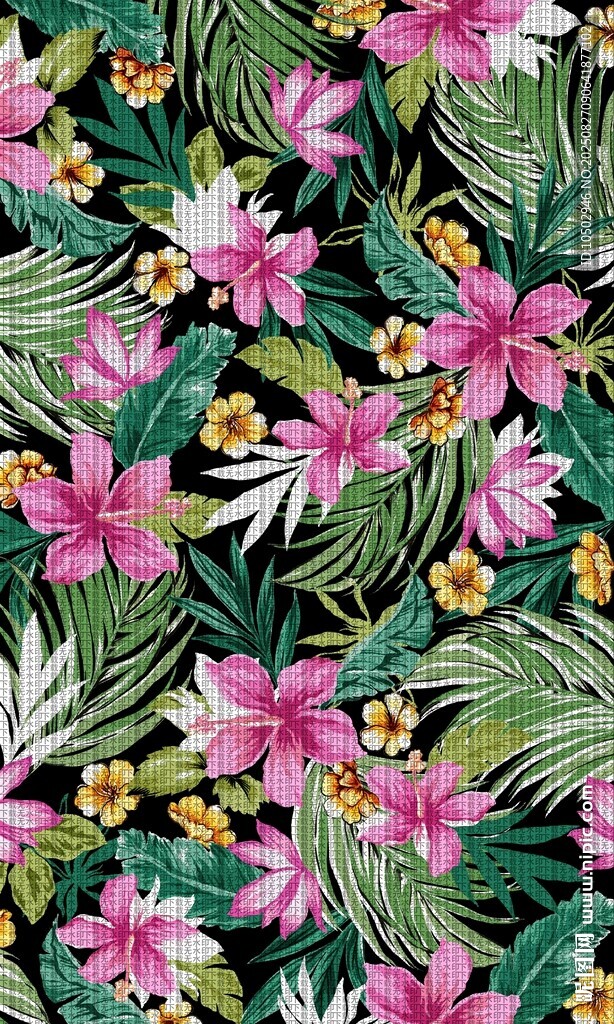 热带花卉植物图案背景