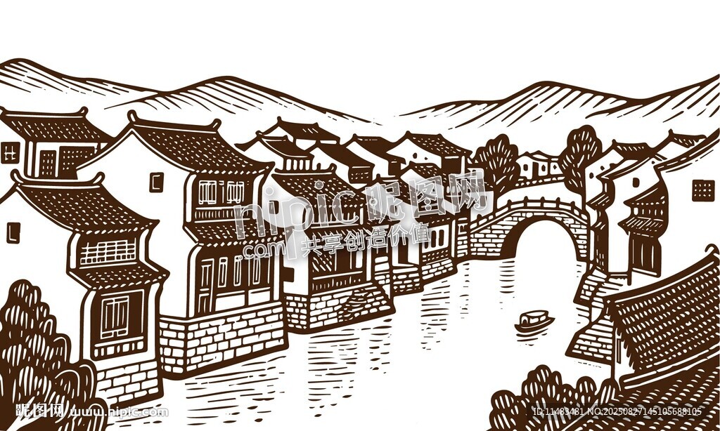 江南水乡古建筑景观图