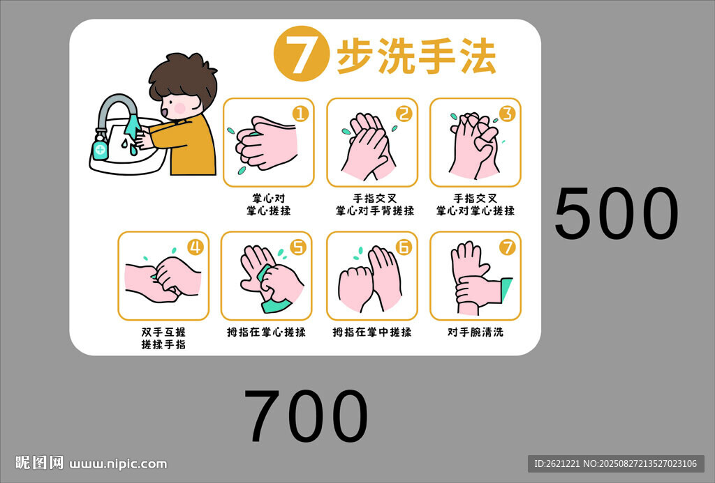 七步洗手法图示