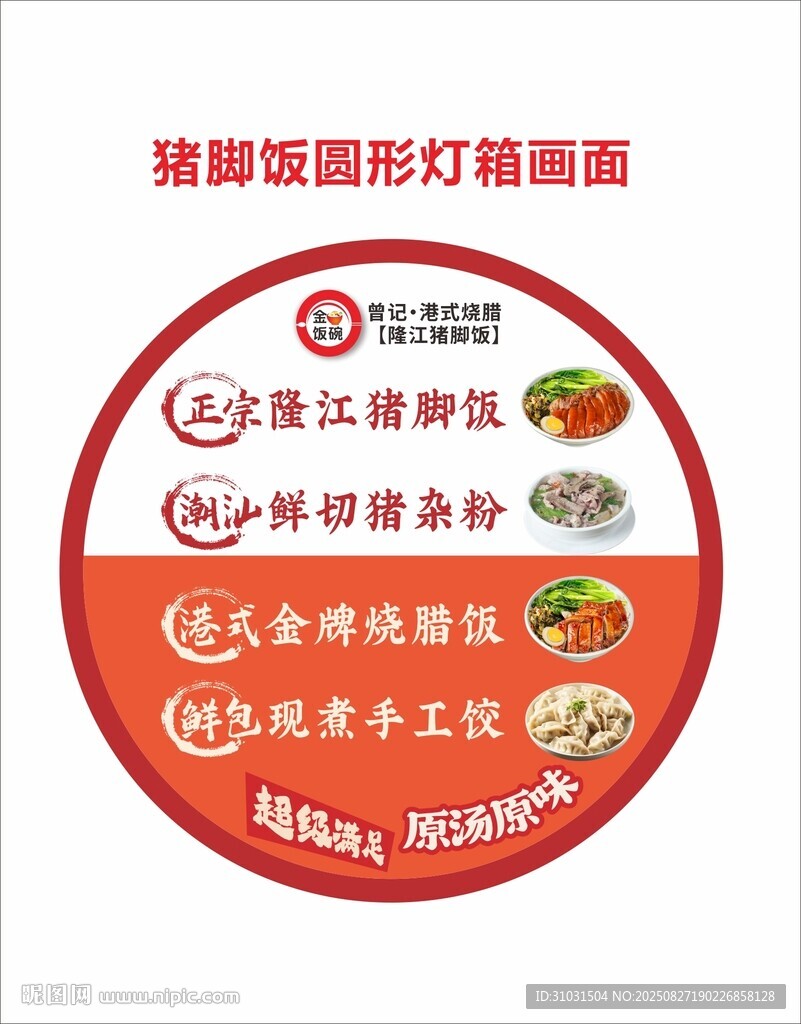 猪脚饭圆形灯箱海报