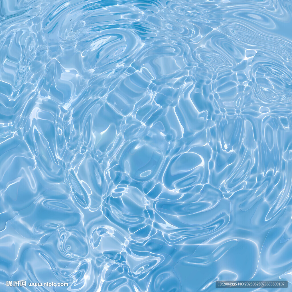 清澈蓝色水波纹理画面