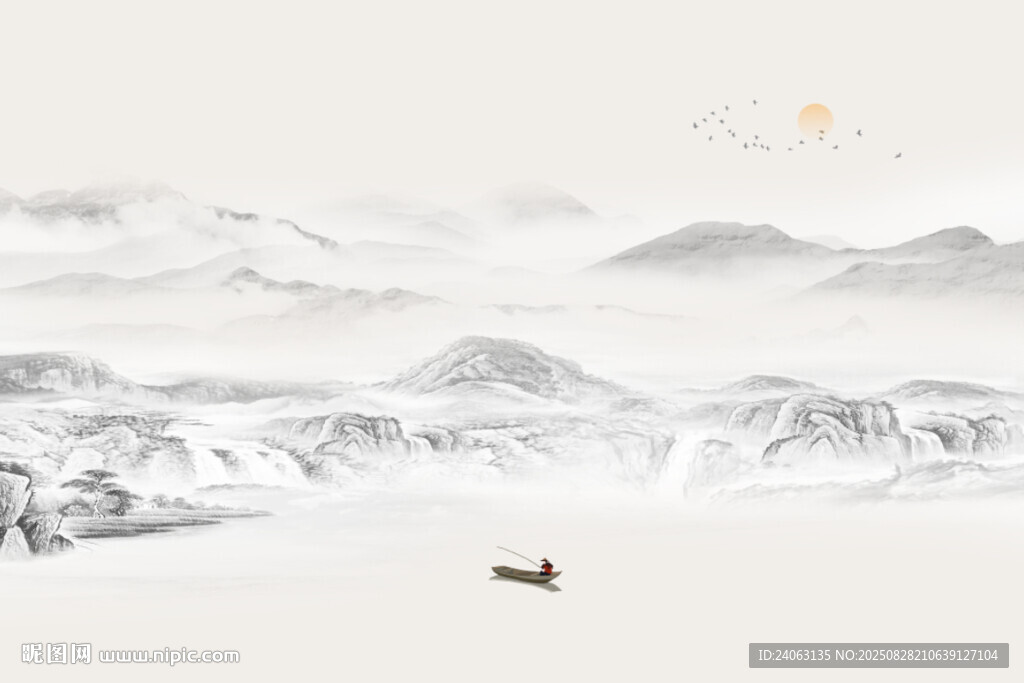 中式山水屏风画