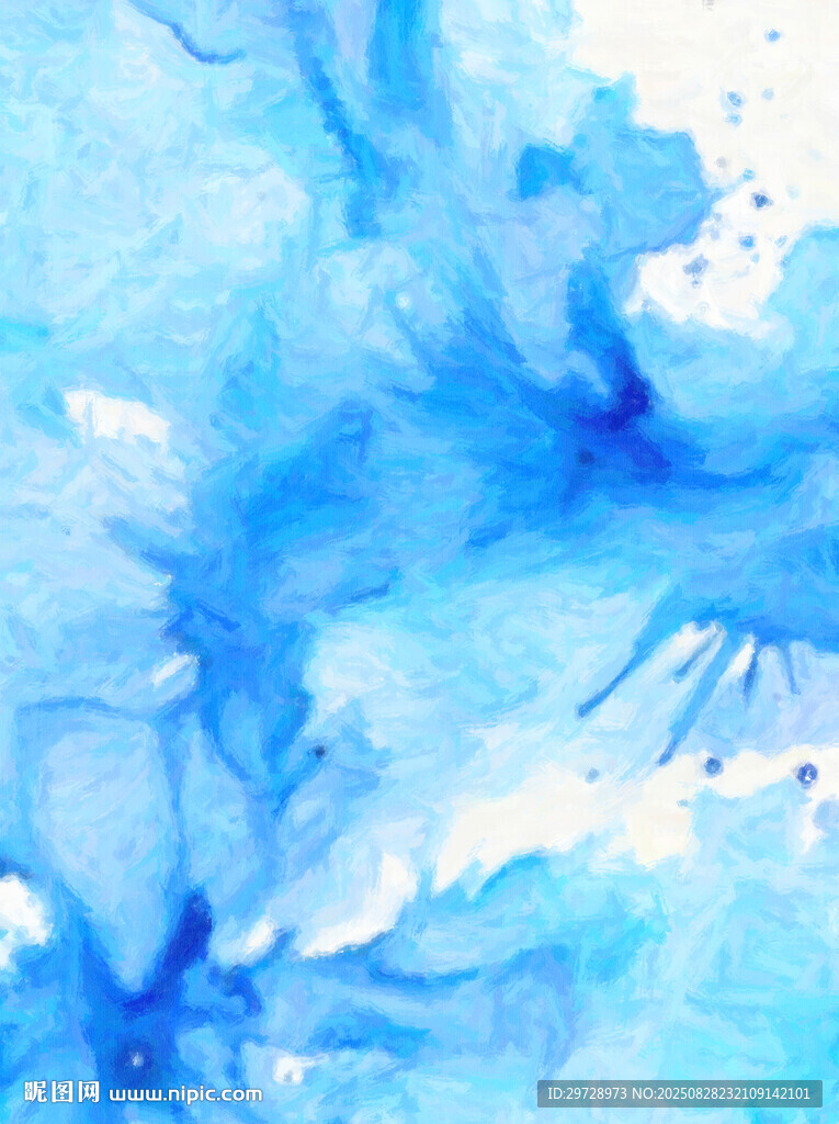 蓝色水彩画