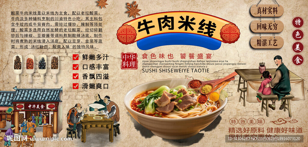 牛肉米线背景墙