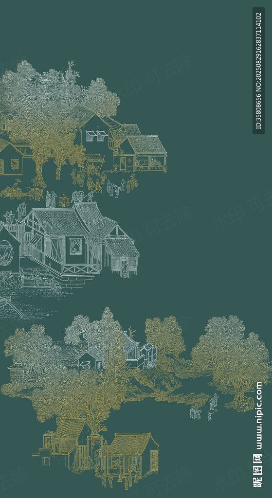 楼阁山水装饰画