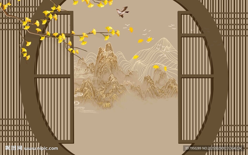 新中式背景墙  