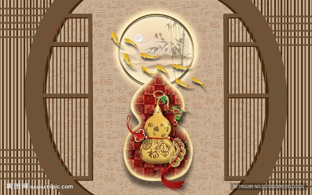 新中式背景墙  
