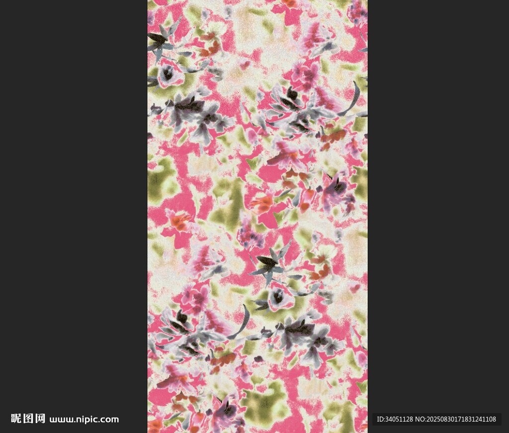 多彩花卉图案布料纹理