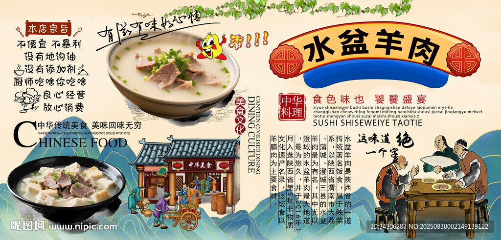 水盆羊肉背景墙