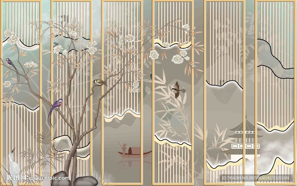 中式山水屏风艺术装饰