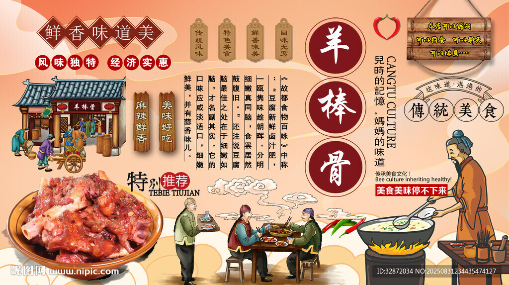 羊棒骨背景墙