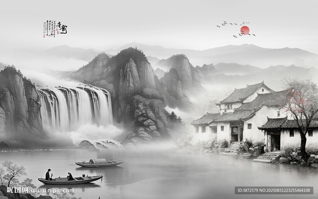 意境水墨山水画