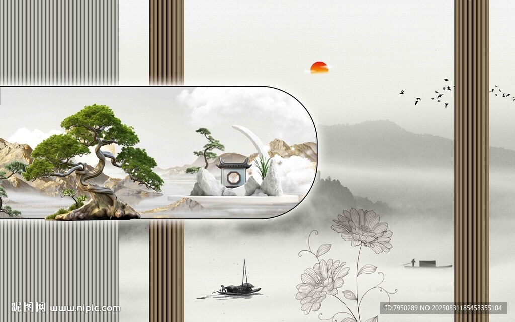 中式山水景观装饰画