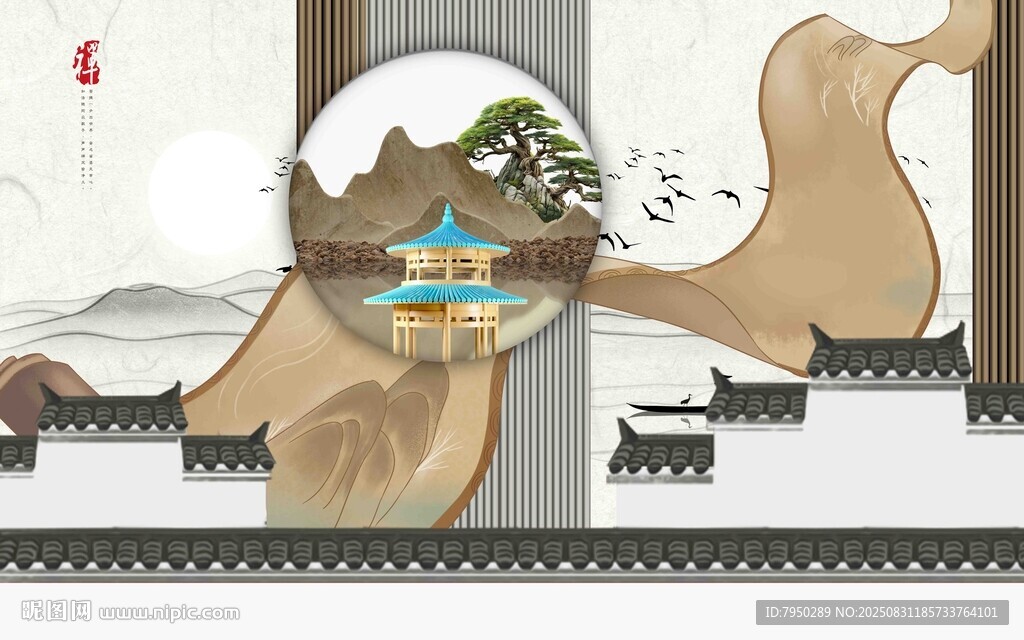 新中式背景墙  