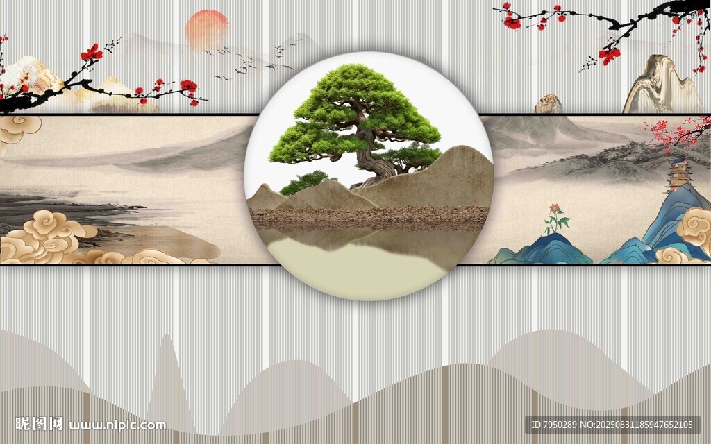 中式山水风装饰画设计素材